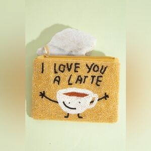 I Love You A Latte Seed Beaded Coin Purse